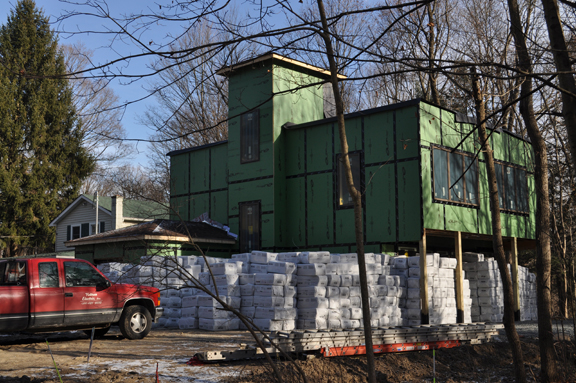 Dense packed cellulose insulation. Photo by David Wineberg