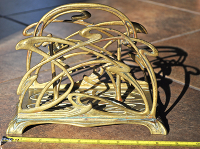 Art Nouveau white metal and bronze Letter Holder, Belgium