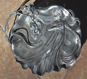 German WMF silver plated pewter visiting card tray